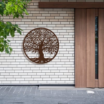 Levensboom Wanddecoratie Cortenstaal – Tuindecoratie Buiten – Tree of Life – Ø 60 cm