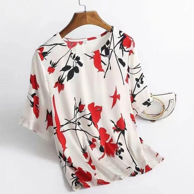 Dames Topjes met Korte Mouwen van IJszijde Honderden T-shirts Mode Losse Casual Topjes met Korte Mouwen 4XL gray