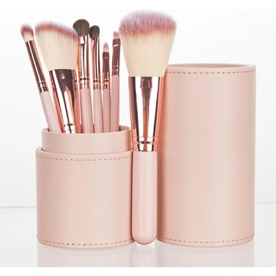 7-delige professionele make-upborstels set met emmer Blush poeder oogschaduw wenkbrauw foundation borstel make-up tool lichtroze kleur