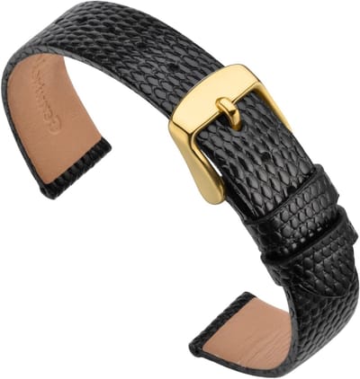 Leren Horlogeband voor Dames 12 mm tot 20 mm met Hagedisprint en Gouden Gesp - Vervangende Armband voor Stijlvolle Uren