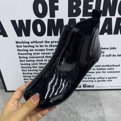Mode Dames Laarzen Lakleer Enkellaarsjes Warme Bont Sneeuwlaarzen Waterdicht Antislip Casual Damesschoenen Pluche Platte Laarzen 43 black