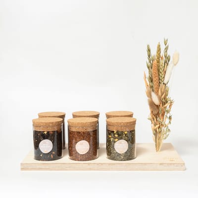 Theeplank Deluxe Kerst - theeplank met potjes, kerst geschenk, kerstcadeau, kerstpakket, thee gift, thee pakket, thee cadeaupakket, thee geschenkset, thee cadeau