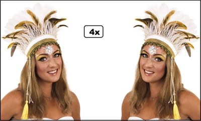 Luxe Veren Hoofdtooi - Carnaval Verentooi voor Themafeest & Festival - 4 stuks