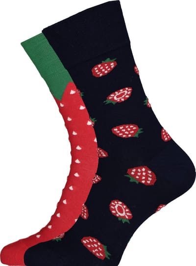 Toffe Sokken - Gekke Sokken - Leuke Sokken - Strawberries - Maat: 35 t/m 38