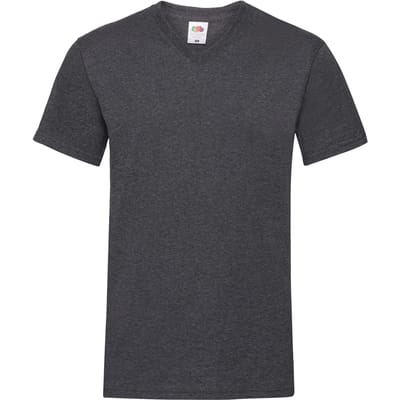 Fruit Of The Loom Heren Valuegewicht V-hals, T-shirt met korte mouwen. (Donker Heather)