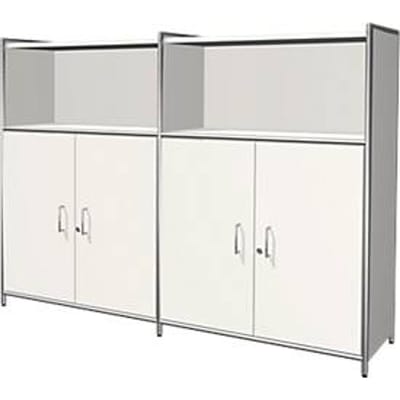 Combikast Toledo, met zicht-achterwand, afsluitbaar, 3 ordnerhoogten, 2 vakken, B 1580 x D 380 mm, wit