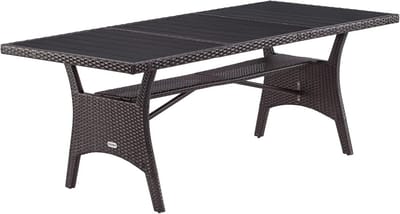 Verstelbare Polyrattan Tuintafel 190x90 cm met WPC Tafelblad - Weerbestendig en Ondersteuning voor Oneffen Oppervlakken