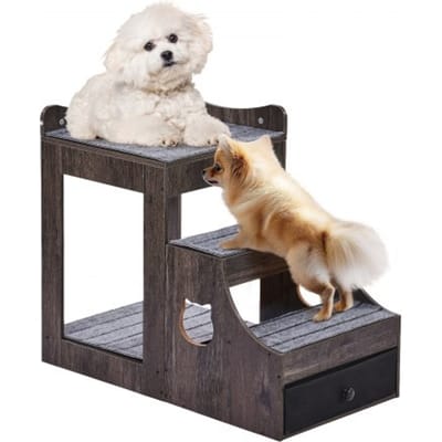 VEVOR Stapelbed voor huisdieren met verwijderbare trap, vensterbank voor honden/katten met opbergruimte, bed met meerdere niveaus, vensterbank, slaapbank, zitplatform voor huisdieren, 830x450x675mm