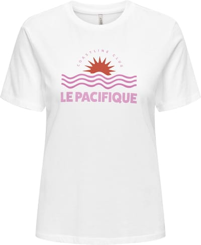 Only T-shirt Onllucia Reg S/s Top Jrs 15324866 Bright White/ Le Pacifiq Dames Maat - XS