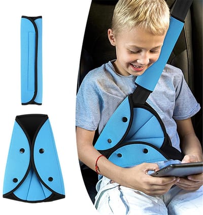 Veiligheidsgordelhoes voor kinderen, zachte schuimrubberen schouder- en buikbescherming, ademende en hypoallergene hoes voor autostoeltjes, zitverhogers en kinderwagens (blauw)