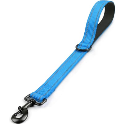 Korte Hondenlijn, Verkeer Gewatteerd Handvat, Robuuste Korte Nylon Hondenlijn Voor Trainingscontrole, Reflecterende Draden Huisdier Lijn (SKY BLUE,S) hemelsblauwe kleur