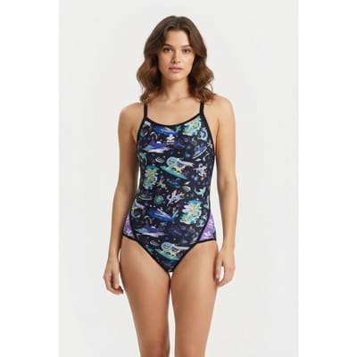 Arena Women's  Fun Planet Swimsuit Super Black Multi Black Größe: 34 | Badeanzüge Outlet | Damen | Schwarz