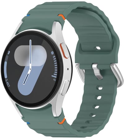 Siliconen wave bandje - geschikt voor Samsung Galaxy Watch 7 (40 & 44mm) / Watch 6 (Classic) / Watch 5 (Pro) / Watch 4 (Classic) / Watch FE - zilveren gespsluiting - groen