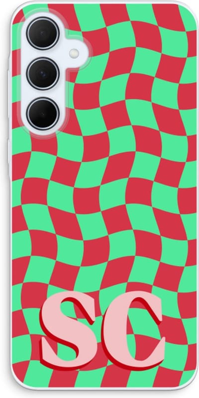 Gepersonaliseerd - Case Company® - Hoesje geschikt voor Samsung Galaxy A35 hoesje - Grid Monogram - Soft Cover Telefoonhoesje - Bescherming aan alle Kanten en Schermrand