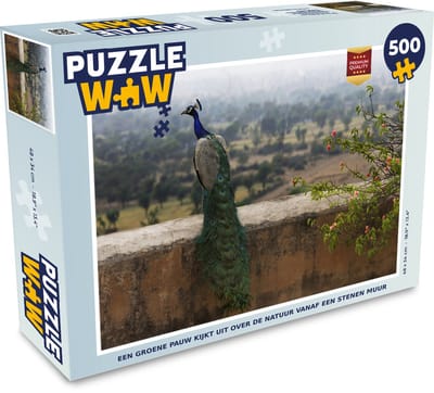 Puzzel Pauw - Muur - Natuur - Legpuzzel - Puzzel 500 stukjes