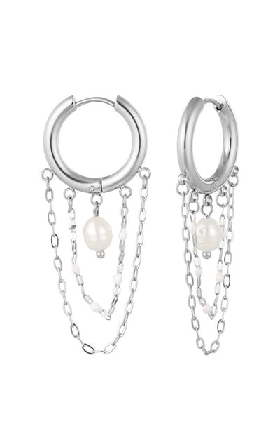 Bijoutheek Oorhangers Parel Ketting Zilver