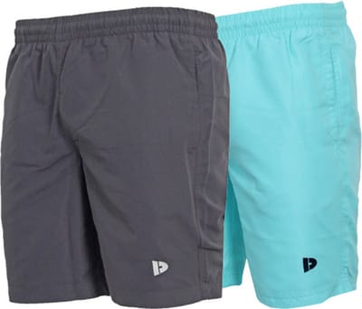 2-Pack Donnay - Micro Fibre Short (Ian) - Sportbroek - Heren - Charcoal/Sea breeze (507) - maat S