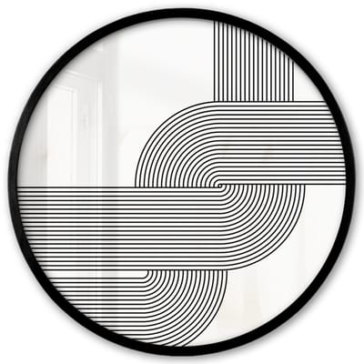 Poster in lijst Rond - Fotolijst 40x40 cm - Posters - Kunst - Abstract - Zwart - Wit - Ronde posterlijst zwart - Decoratie - Wanddecoratie woonkamer - Muurdecoratie slaapkamer