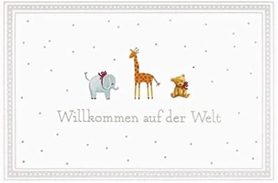 Geboortekaartje met dier - Babukaartje felicitatie - Gelukwensen sturen - FSC gecertificeerd papier - 115 x 17 cm - Wit