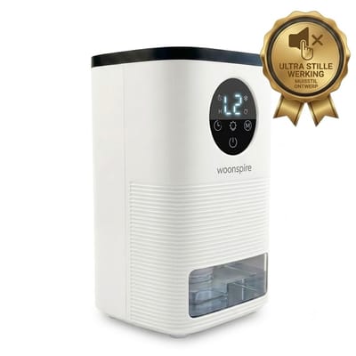 Woonspire AirLite Luchtontvochtiger - Elektrische Vochtvreter Tegen Schimmel & Vocht - Voor Slaapkamer, Badkamer & Woonkamer - Fluisterstil & Energiezuinig - 1500ml - Wit