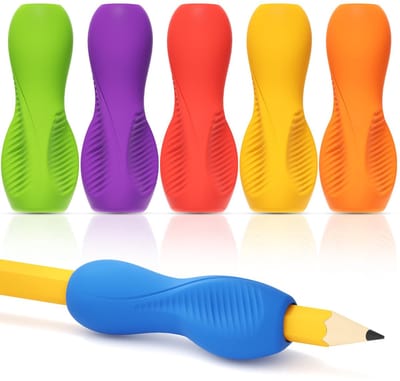 Siliconen Schrijfgrip Houders Set van 6 - Ergonomische Potloodgrippen - Schrijfhulp met Geleidingsgroeven - voor Kinderen, Correctie Hulp voor Schrijven,Rechts- & Linkshandigen