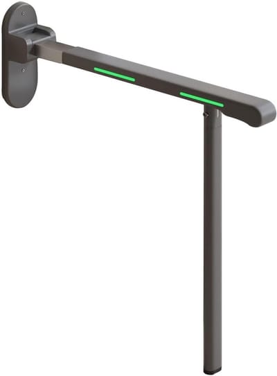 Opvouwbare Toiletbeugel - Wandmontage Leuning - Veilige Badkamer - Met Nachtzicht Strips - 65 of 75 cm - Donkergrijs