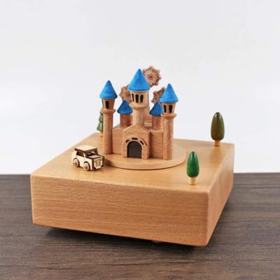 Houten Muziekdoos - Muzikale Ambacht - Woondecoratie - Premium Beukenhout - N.v.t. - Kasteel