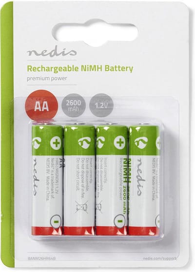 Nedis Oplaadbare NiMH-Batterij AA - 1.2 V DC - 2600 mAh - 4-Pak