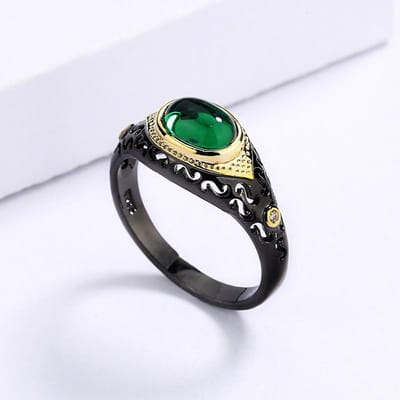 Nouvel Anneau Zircon Vert en Forme d'Œuf Or Noir Pour Dames Fête d'Anniversaire Mariage Fiançailles Bijou Cadeau 10 gray