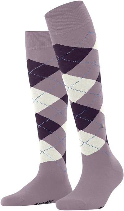 Burlington Marylebone lang gedessineerd wol kniekousen dames paars - maat 36-41