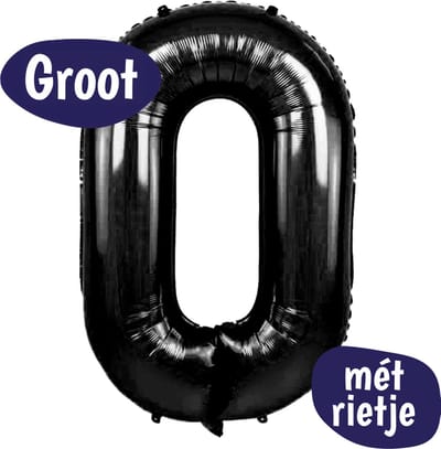 Cijfer Ballonnen - Ballon Cijfer 0 - 70cm Zwart - Folie - Opblaas Cijfers - Verjaardag - 10, 20, 30, 40, 50, 60, 70, 80, 90 jaar - Versiering