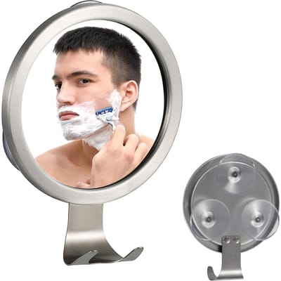 Badkamer Mistvrije Spiegel Douche Scheerspiegel met Zuignap Wandmontage met Scheerhaak zilver