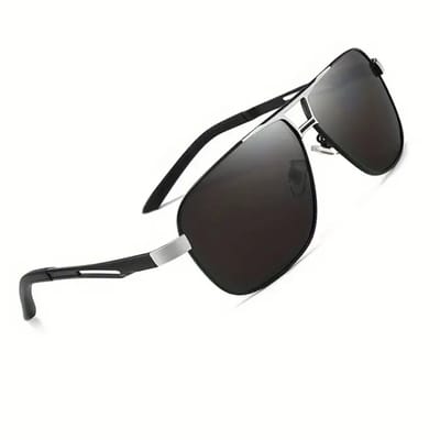 Bovista Polarizerende Zonnebril Voor Heren - Piloten Zonnenbrillen - Zonnenbril - Sun Glasses - Sunglasses - Techno Bril - Rave & Festival - Premium Quality - Zilver/Zwart