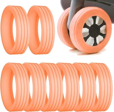 Siliconen Beschermhoezen voor Kofferwielen - Stille Bescherming en Accessoires voor Cabin Luggage - 8 Stuks Oranje met Spinner Wielen