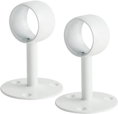 Verstelbare plafondsteun voor gordijnroedes, wit, met schroeven, set van 2, 38 mm diameter, ideaal voor wand- en plafondmontage