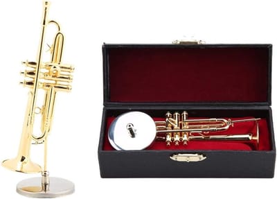 Miniatuur Trompet Ornament Replica in Goud, Muzikaal Model met Cadeaubox voor Kerst en Verjaardagsgeschenken - Perfecte Decoratie en Verzamelobject
