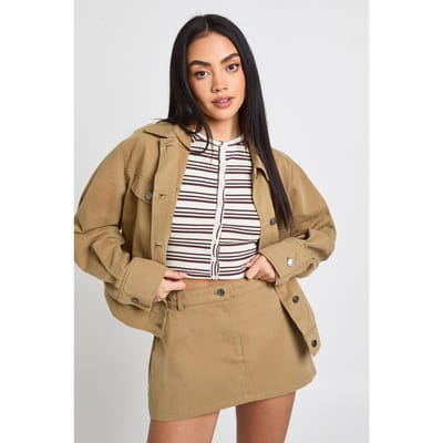boohoo Dames Utility Pocket Twill Mini Rok | Ecru | Maat: 6