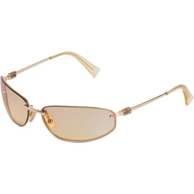 Miu Miu Logo Rechthoekige Zonnebril Uniseks Zonnebril Staalgrijs SMUA50_M5AK_F07R1_C_068 Box+Shopping Bag,69 beige