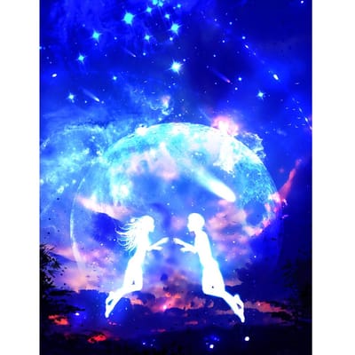 Peinture diamant 5D avec perceuse ronde complète, broderie de paysage, point de croix, à faire soi-même, décoration d'intérieur 20X30CM blue