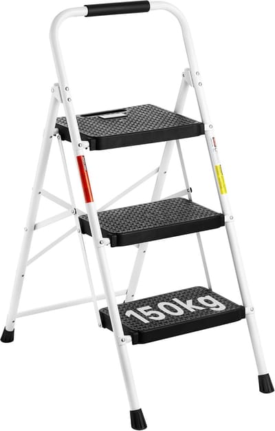 3-treeds Vouwladder met Antislip Pedalen en Draagvermogen tot 150 kg
