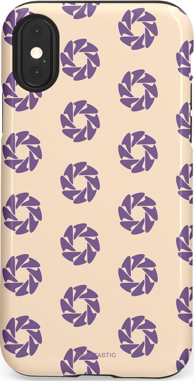 Casetastic hoesje geschikt voor Apple iPhone X / Apple iPhone XS - Dubbellaagse bescherming - Paarse Cirkels op het Zand - Fashion Case - Crème Lavendel Zilver