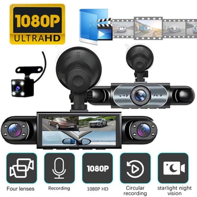 360° rondomzicht-dashcam met 4 kanalen, 1080p Full HD-opname, infrarood nachtzicht, G-sensor, loopopname, plug-and-play, geschikt voor voertuigen, taxivloten en thuisgebruik ter bescherming van de verkeersveiligheid.