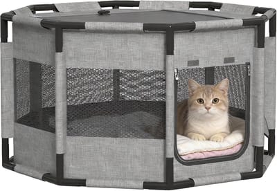 81x81x45cm Puppyren, Achthoekig Dierenren van Oxford-weefsel & PVC-buizenframe, Buitenren met Ritssluiting en Zijvak, Hondenkooi voor Binnen en Buiten, Omheining voor Kleine Dieren/Honden/Katten, NAIZY