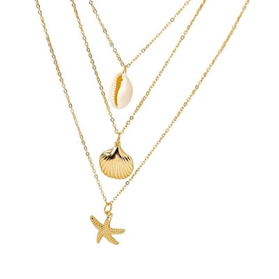 Shell & Star Ketting 3-delige Set - Goudkleurig | 40 + 7 cm | Bijoux | Fashion Favorite