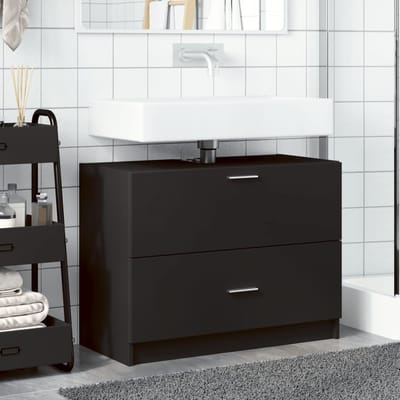 vidaXL - Wastafelkast - 78x37x59 - cm - bewerkt - hout - zwart