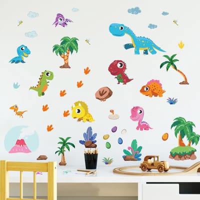 Without Lemon - Muur Stickers - Thema: Dino's - Raam Stickers - Decoratie - Home - Kinderkamer - Cartoon - 1 Set