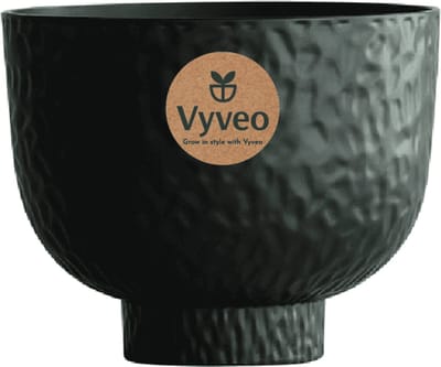 Vyveo - Bloempot Oro - 28x22 - Zwart - Bloempot voor binnen en buiten - Lichtgewicht - Breukbestendig - Vorstbestendig - UV-bestendig