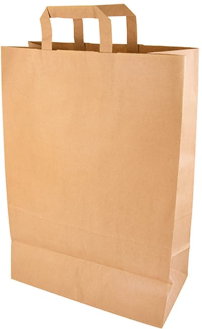 4x 50 Draagtassen papier 44 cm x 32 cm x 17 cm bruin met handvaten
