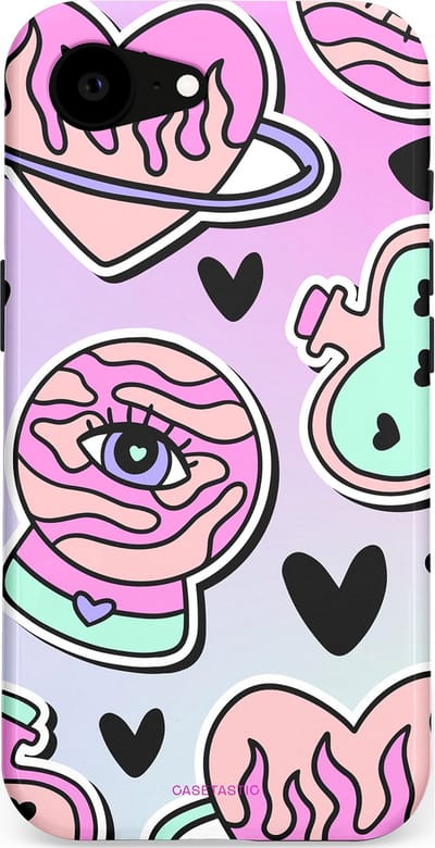 Casetastic Hoesje Geschikt voor Apple iPhone 16e Magsafe - Stijlvolle Beschermende Duo-layer Case - Pastel Popart