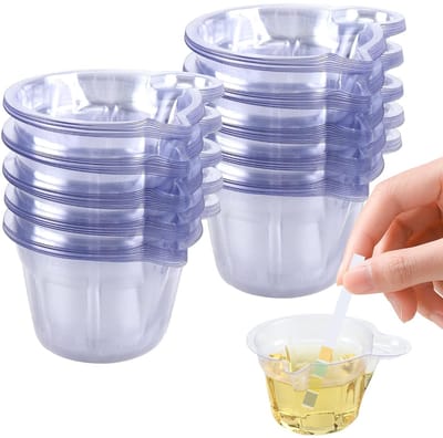 100 stuks urinemonsterbekers, 60 ml, transparante maatbeker, doe-het-zelf mengbeker, urinebeker voor de ovulatietest, zwangerschapstest, pH-test